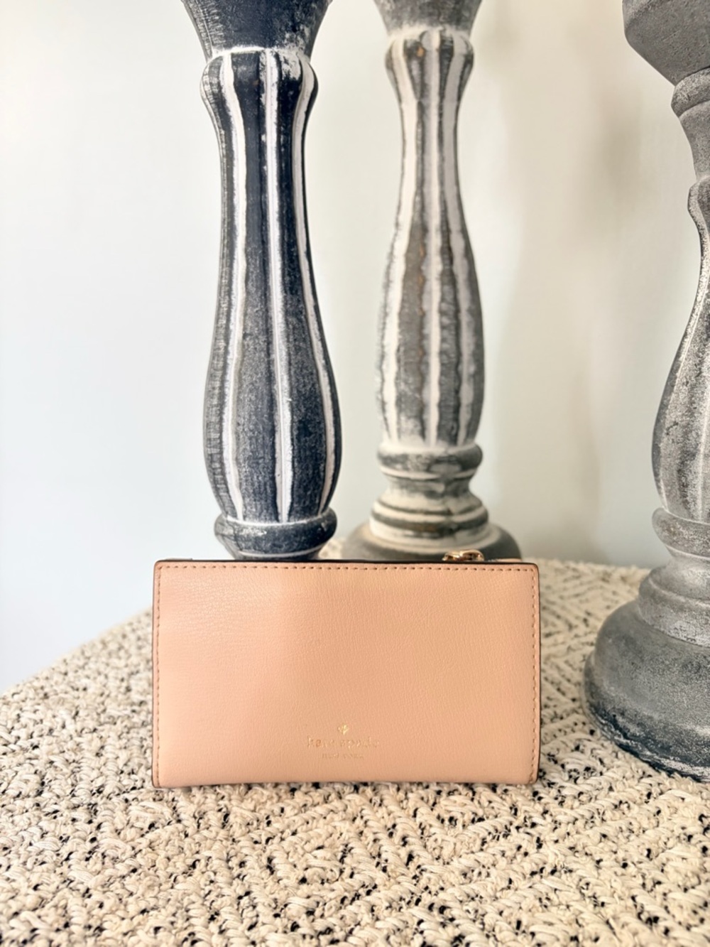 kate spade Pale Pink Pebbled Leather Zip Wallet